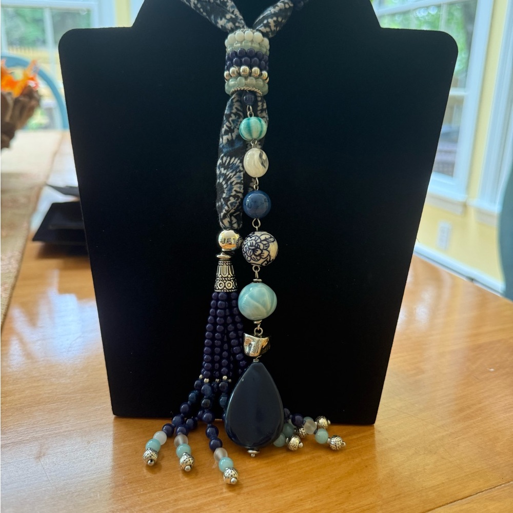 Elegant Beaded Necklace with Blue Accents by Chico’s